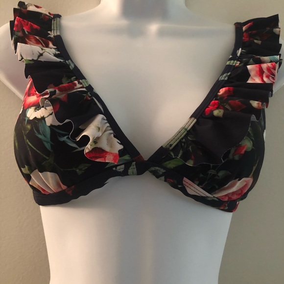 CUPSHE Navy -Floral Ruffle Bikini - Picture 6 of 16